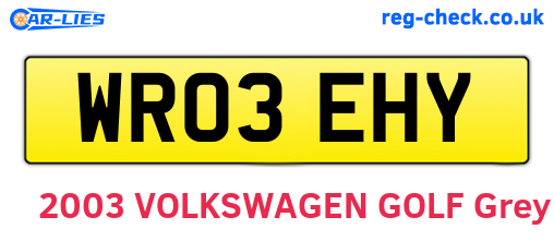 WR03EHY are the vehicle registration plates.