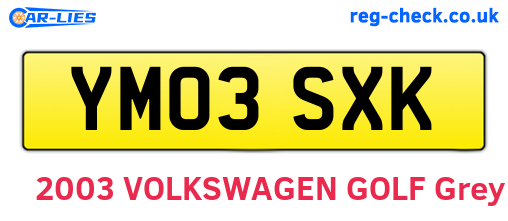 YM03SXK are the vehicle registration plates.