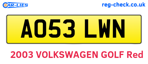 AO53LWN are the vehicle registration plates.