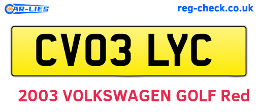 CV03LYC are the vehicle registration plates.