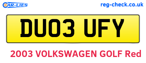 DU03UFY are the vehicle registration plates.