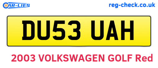 DU53UAH are the vehicle registration plates.