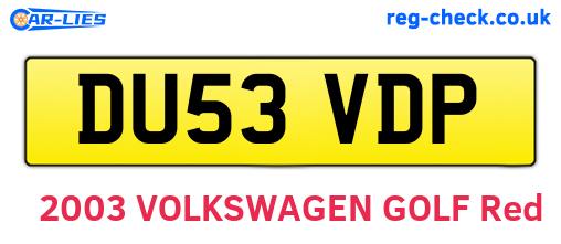 DU53VDP are the vehicle registration plates.