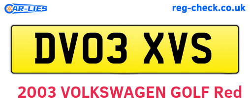 DV03XVS are the vehicle registration plates.