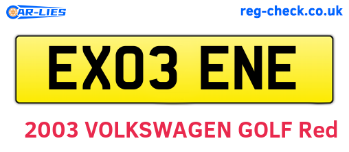 EX03ENE are the vehicle registration plates.