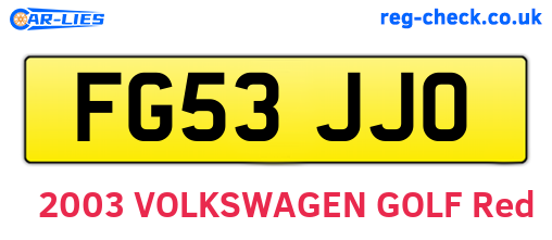 FG53JJO are the vehicle registration plates.