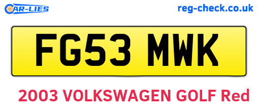 FG53MWK are the vehicle registration plates.