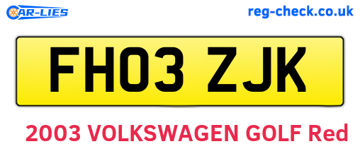 FH03ZJK are the vehicle registration plates.