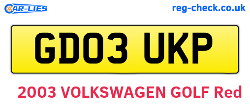 GD03UKP are the vehicle registration plates.