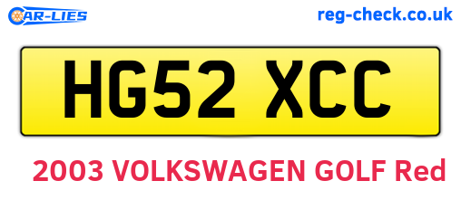 HG52XCC are the vehicle registration plates.