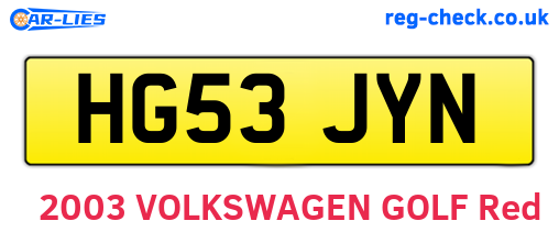 HG53JYN are the vehicle registration plates.