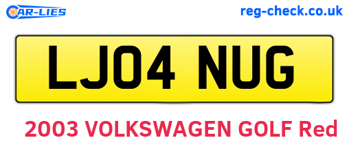 LJ04NUG are the vehicle registration plates.