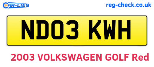 ND03KWH are the vehicle registration plates.