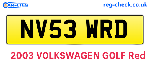 NV53WRD are the vehicle registration plates.