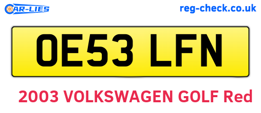 OE53LFN are the vehicle registration plates.
