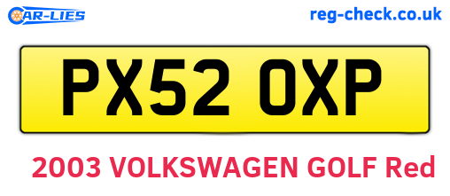 PX52OXP are the vehicle registration plates.