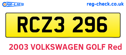 RCZ3296 are the vehicle registration plates.