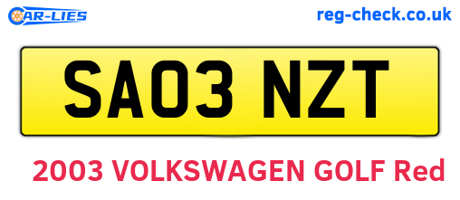 SA03NZT are the vehicle registration plates.