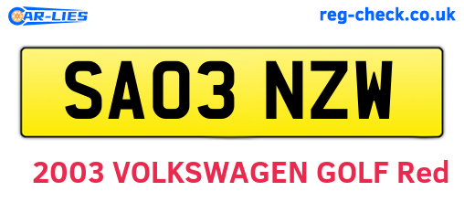 SA03NZW are the vehicle registration plates.
