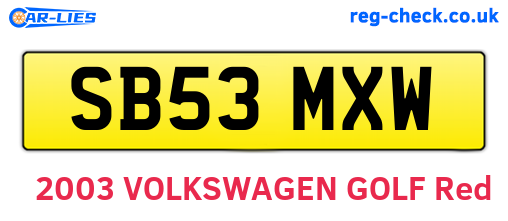 SB53MXW are the vehicle registration plates.