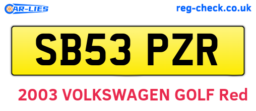 SB53PZR are the vehicle registration plates.