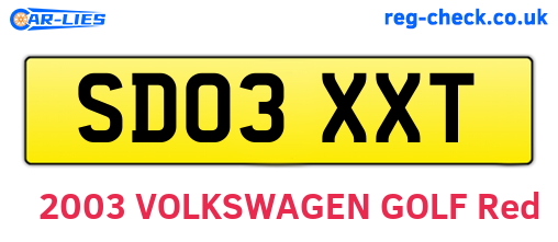 SD03XXT are the vehicle registration plates.