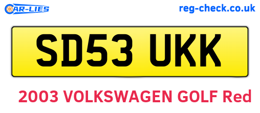 SD53UKK are the vehicle registration plates.