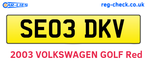 SE03DKV are the vehicle registration plates.