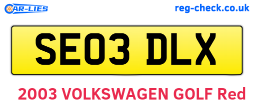 SE03DLX are the vehicle registration plates.