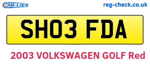 SH03FDA are the vehicle registration plates.