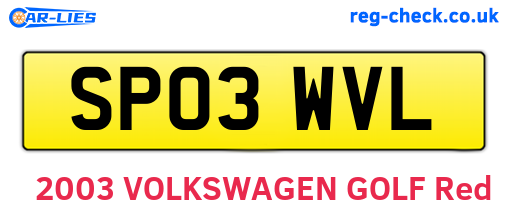 SP03WVL are the vehicle registration plates.