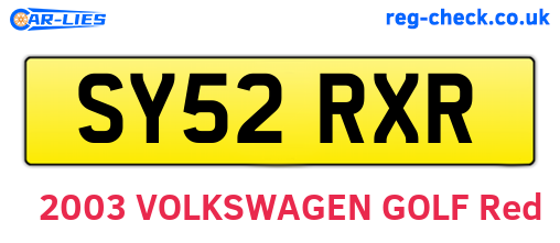 SY52RXR are the vehicle registration plates.