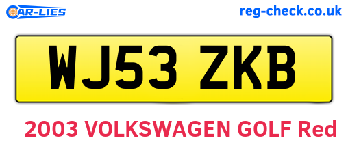 WJ53ZKB are the vehicle registration plates.