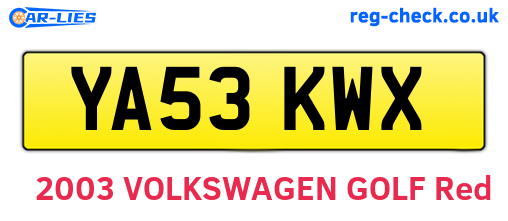 YA53KWX are the vehicle registration plates.