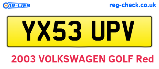 YX53UPV are the vehicle registration plates.