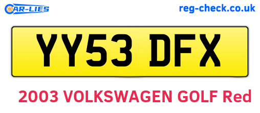 YY53DFX are the vehicle registration plates.