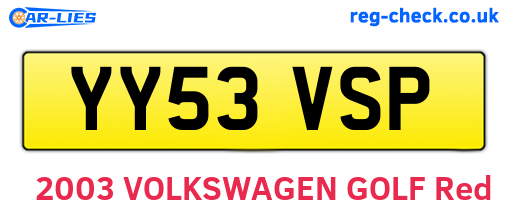 YY53VSP are the vehicle registration plates.