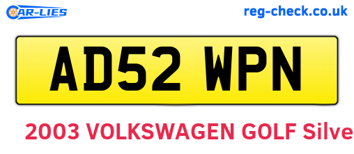 AD52WPN are the vehicle registration plates.