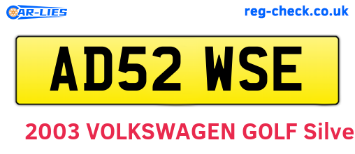 AD52WSE are the vehicle registration plates.