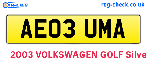 AE03UMA are the vehicle registration plates.