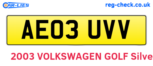 AE03UVV are the vehicle registration plates.