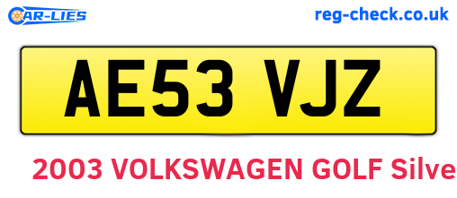 AE53VJZ are the vehicle registration plates.