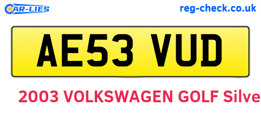 AE53VUD are the vehicle registration plates.