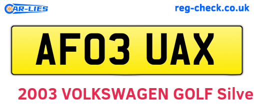 AF03UAX are the vehicle registration plates.