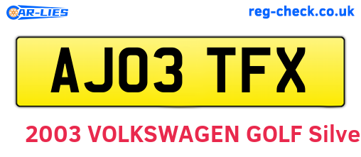 AJ03TFX are the vehicle registration plates.