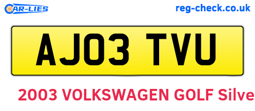 AJ03TVU are the vehicle registration plates.