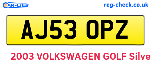 AJ53OPZ are the vehicle registration plates.