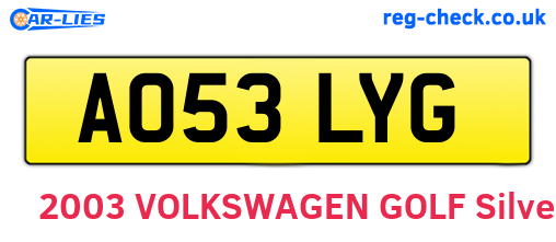 AO53LYG are the vehicle registration plates.
