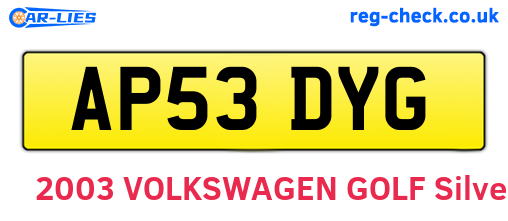 AP53DYG are the vehicle registration plates.