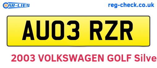 AU03RZR are the vehicle registration plates.